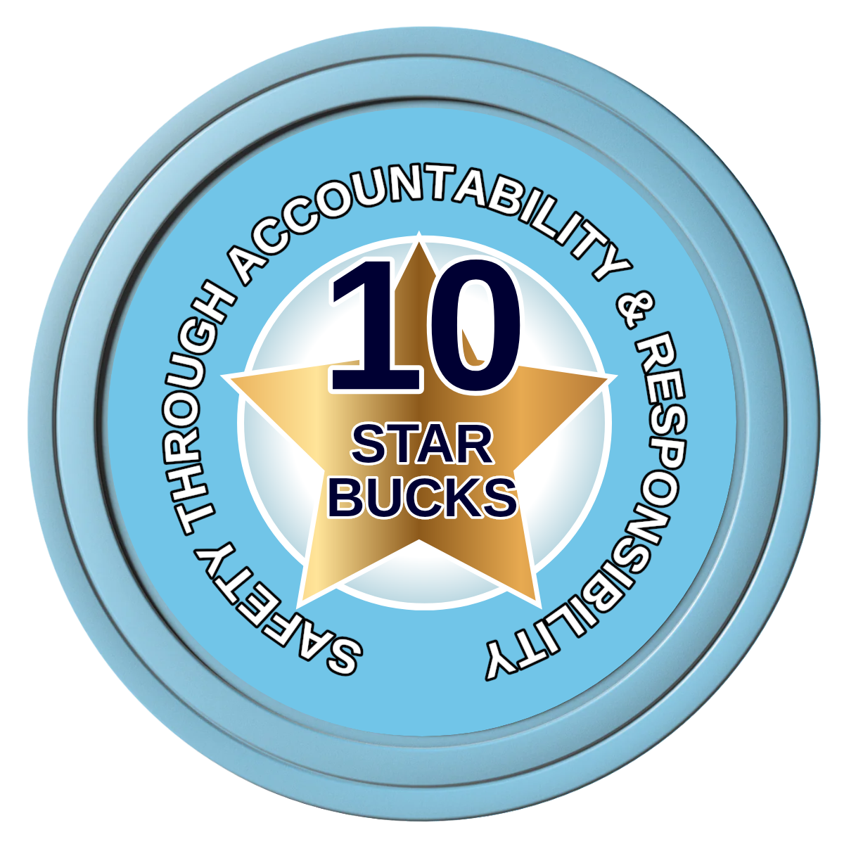 Safety Star Composite Poker Chips - Light Blue / Solid - Front