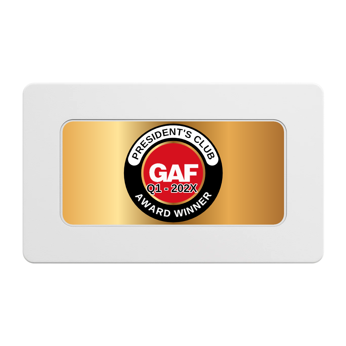 President's Club Rectangular Poker Chip Plaques - White - Front