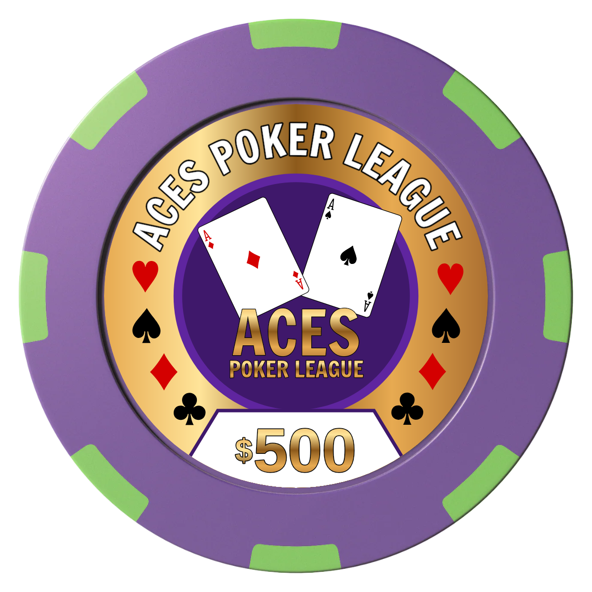 Aces Poker League Clay Poker Chips - Purple / 8 Spot (2 Tone) / 40mm - Front