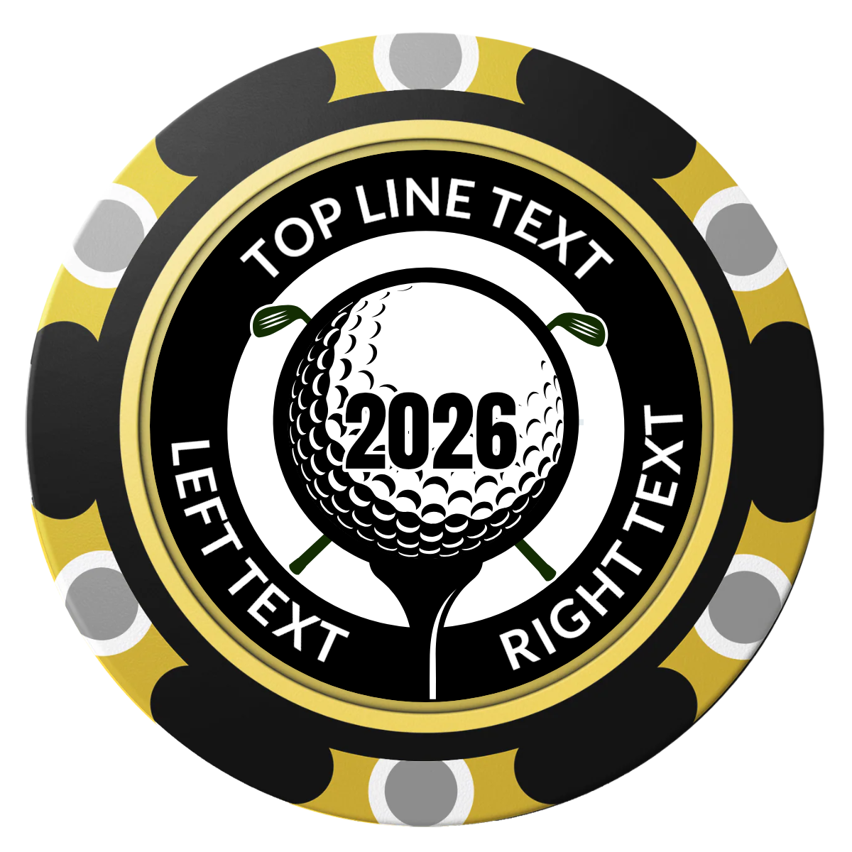 Tee it up Clay Poker Chips - Black / Monte Carlo / 40mm - Front