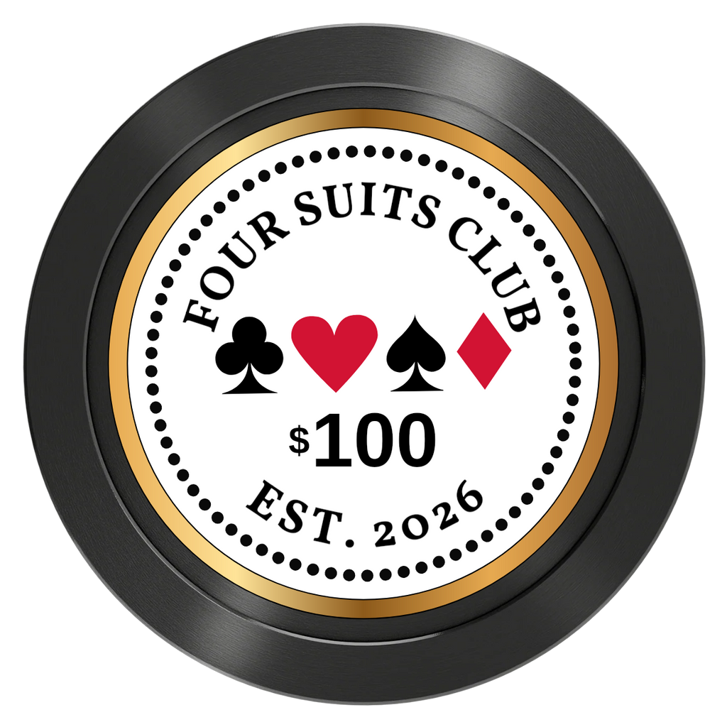 Fours Suits Club Aluminum Poker Chips - Black - Back