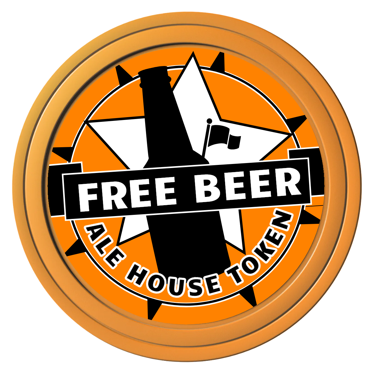 Free Beer Drink Composite Poker Chips - Orange / Solid - Front