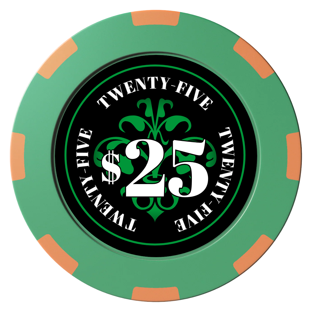 Gothic Revival Clay Poker Chips - Green / 8 Spot (2 Tone) / 40mm - Front