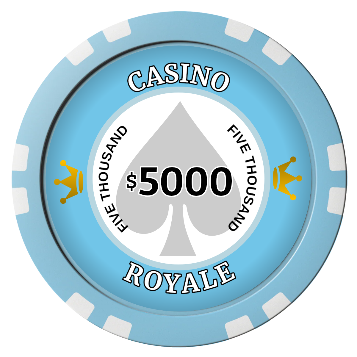 Casino Royale Composite Poker Chips - Light Blue / Double Stripe - Front