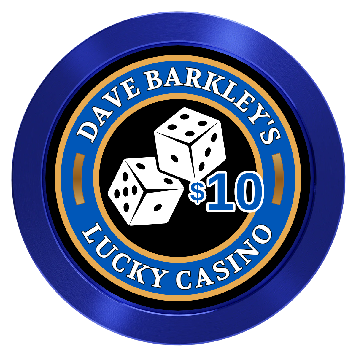 Dave's Lucky Casino Aluminum Poker Chips - Blue - Front