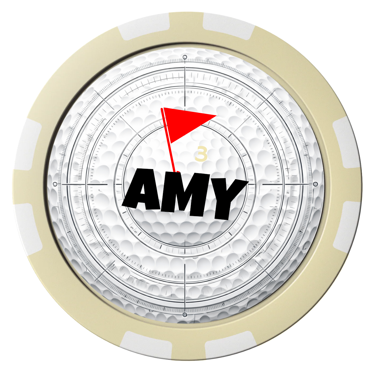 Ball Marcus Jr. Composite Poker Chips - Ivory / 8 Stripe - Front