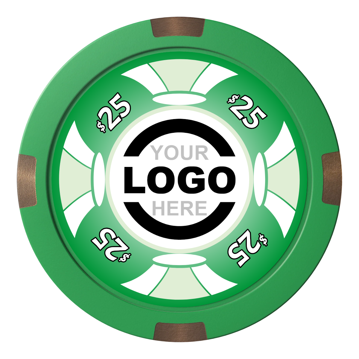 Alan Baker 4-2S A Composite & Metal Hybrid Poker Chips - Green - Front