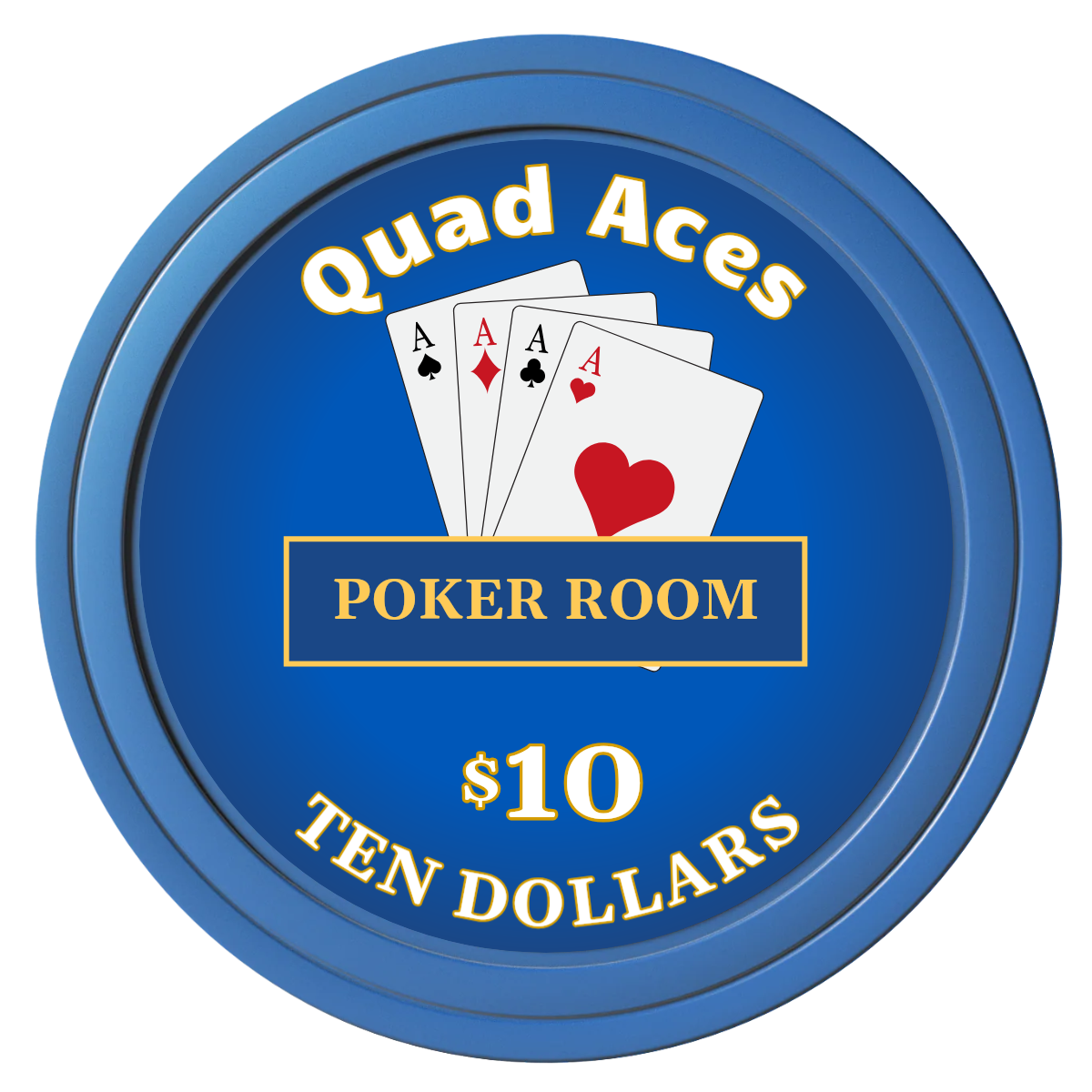 Quad Aces Composite Poker Chips - Blue / Solid - Front