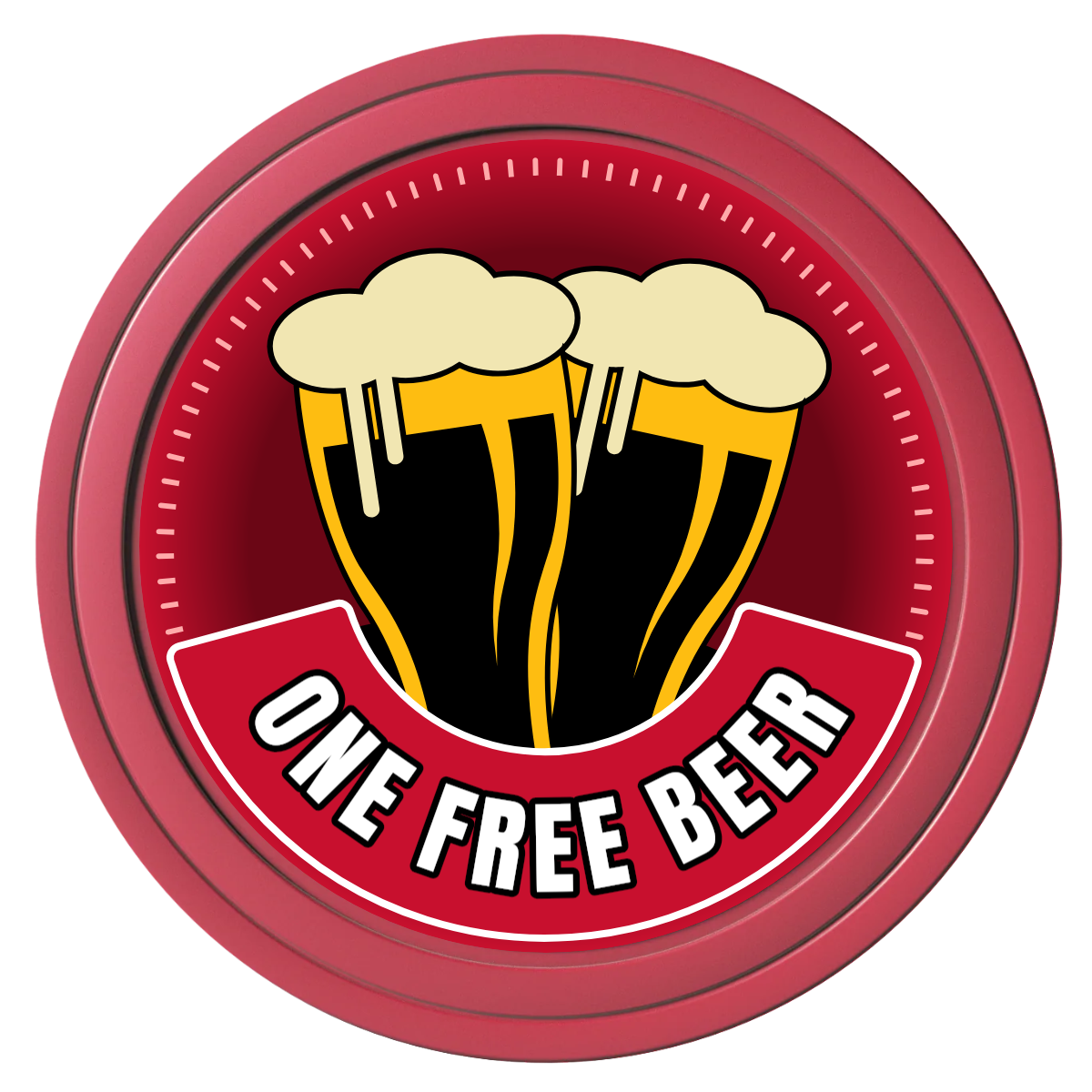 Double Pint 2 Composite Poker Chips - Red / Solid - Front