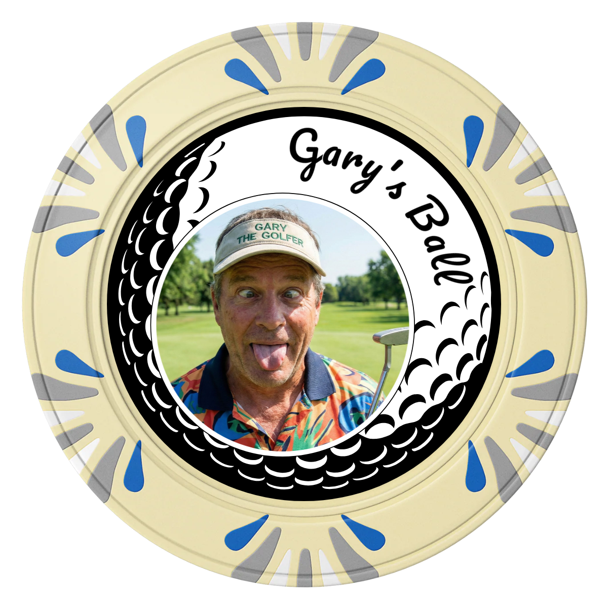 Gary's Ball Clay Poker Chips - Ivory / Macau / 40mm - Front