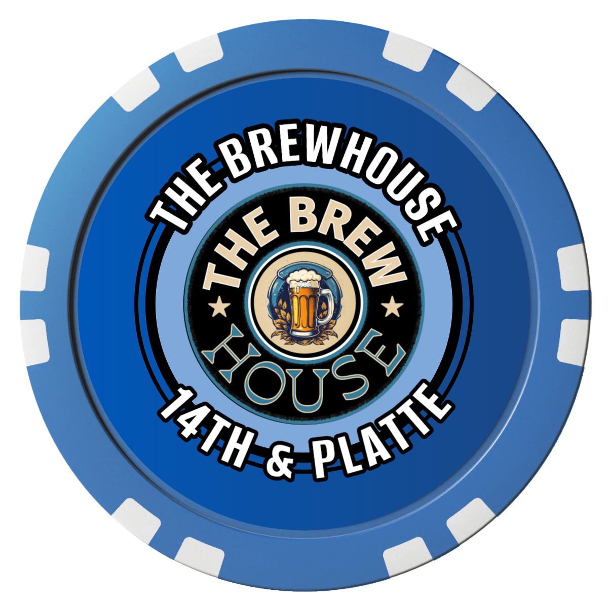 Ice Cold Beer Drink Token Composite Poker Chips - Blue / Double Stripe - Back