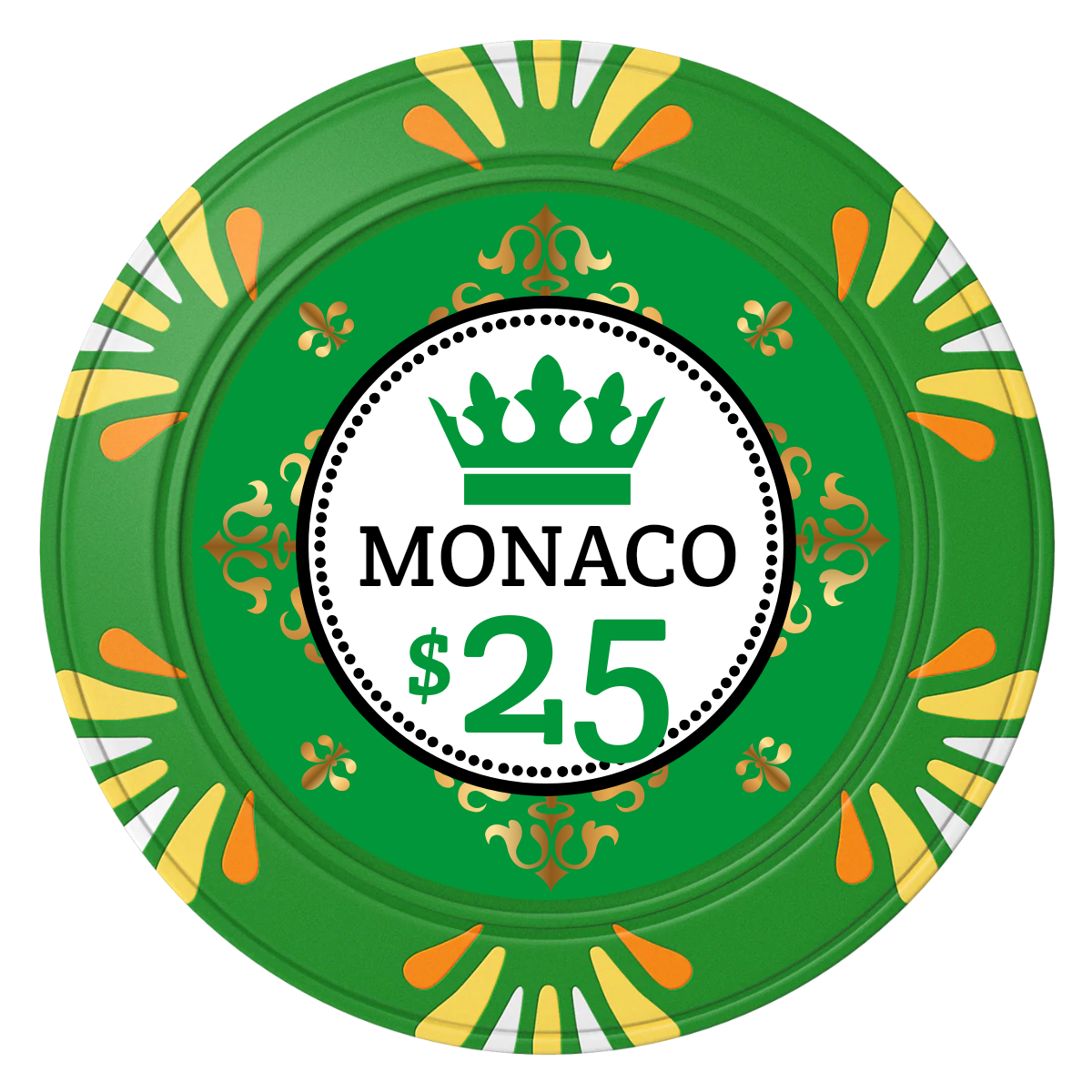 Monaco #001 Clay Poker Chips - Green / Macau / 40mm - Front