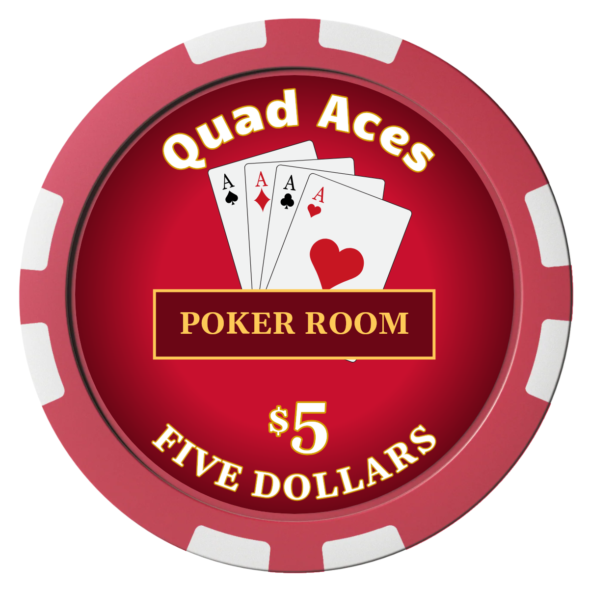 Quad Aces Composite Poker Chips - Red / 8 Stripe - Front