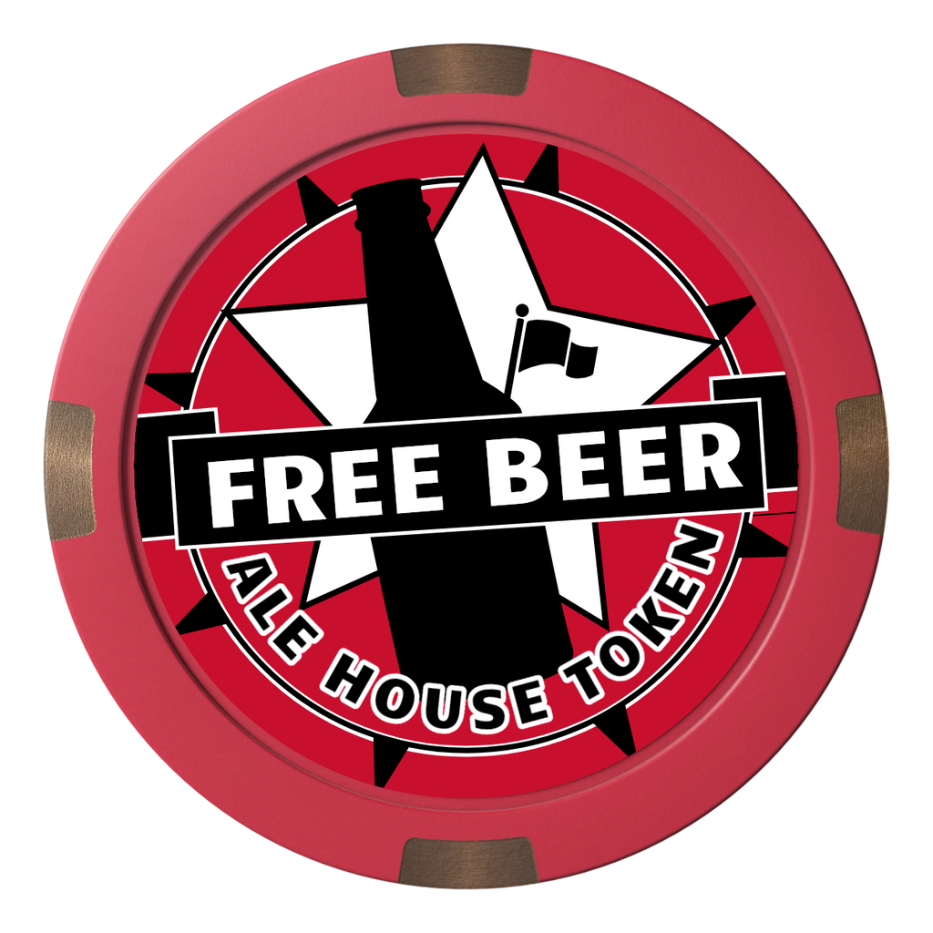 Free Beer Drink Composite & Metal Hybrid Poker Chips - Red - Front