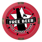 Free Beer Drink Composite & Metal Hybrid Poker Chips - Red - Front