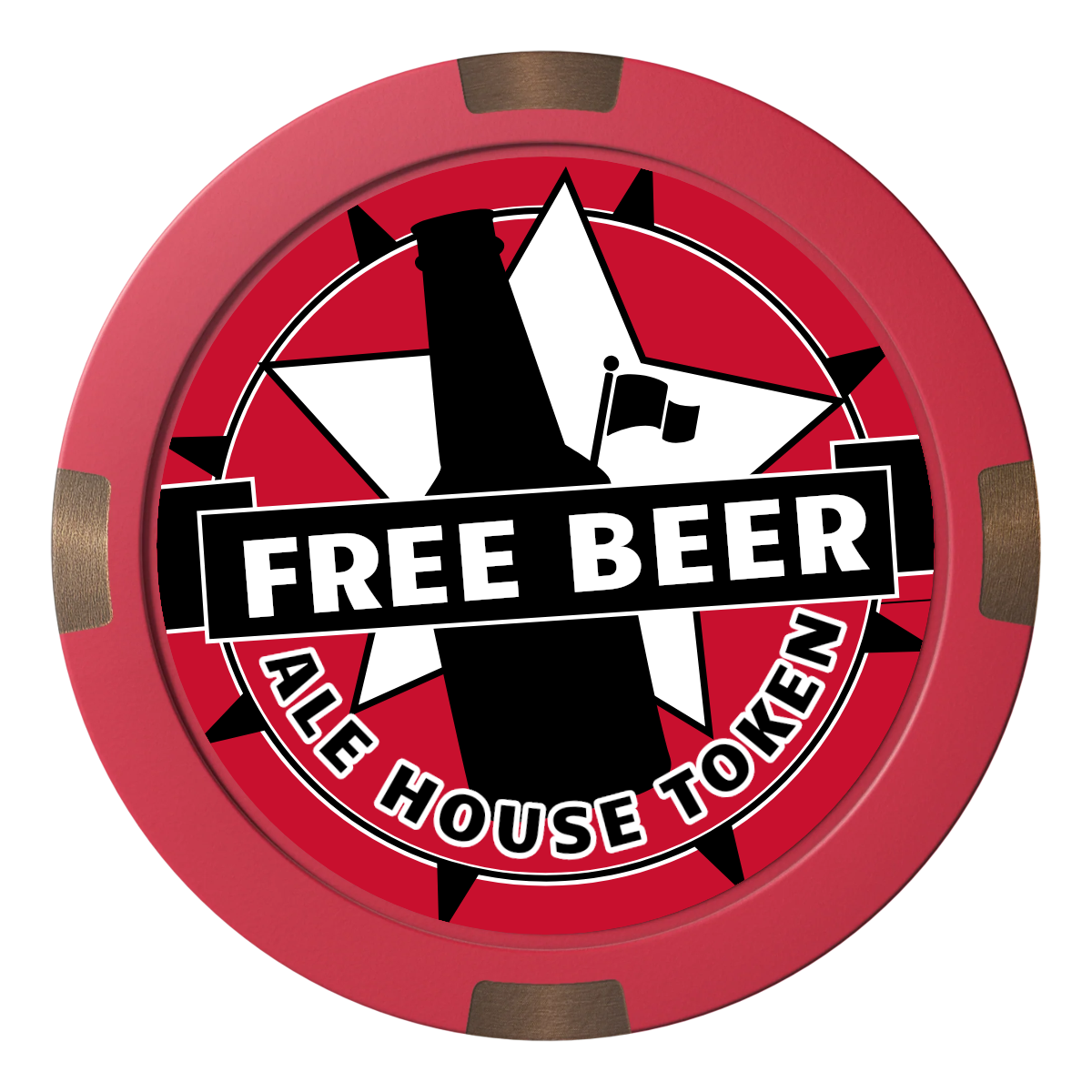Free Beer Drink Composite & Metal Hybrid Poker Chips - Red - Front