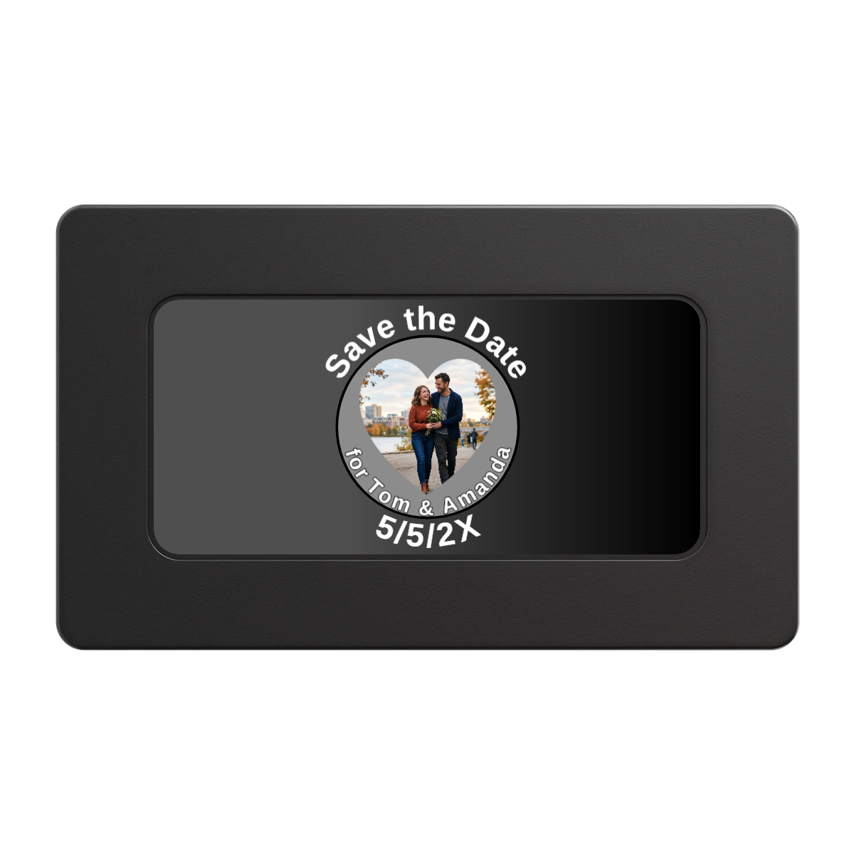 Save the Date #01 Rectangular Poker Chip Plaques - Black - Back