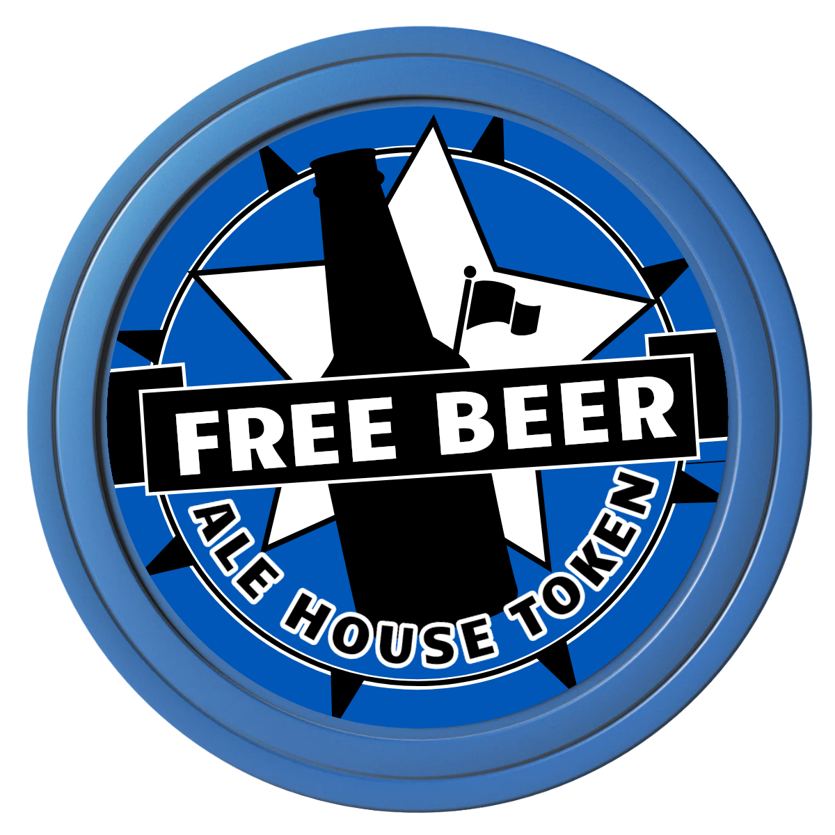 Free Beer Drink Composite Poker Chips - Blue / Solid - Front