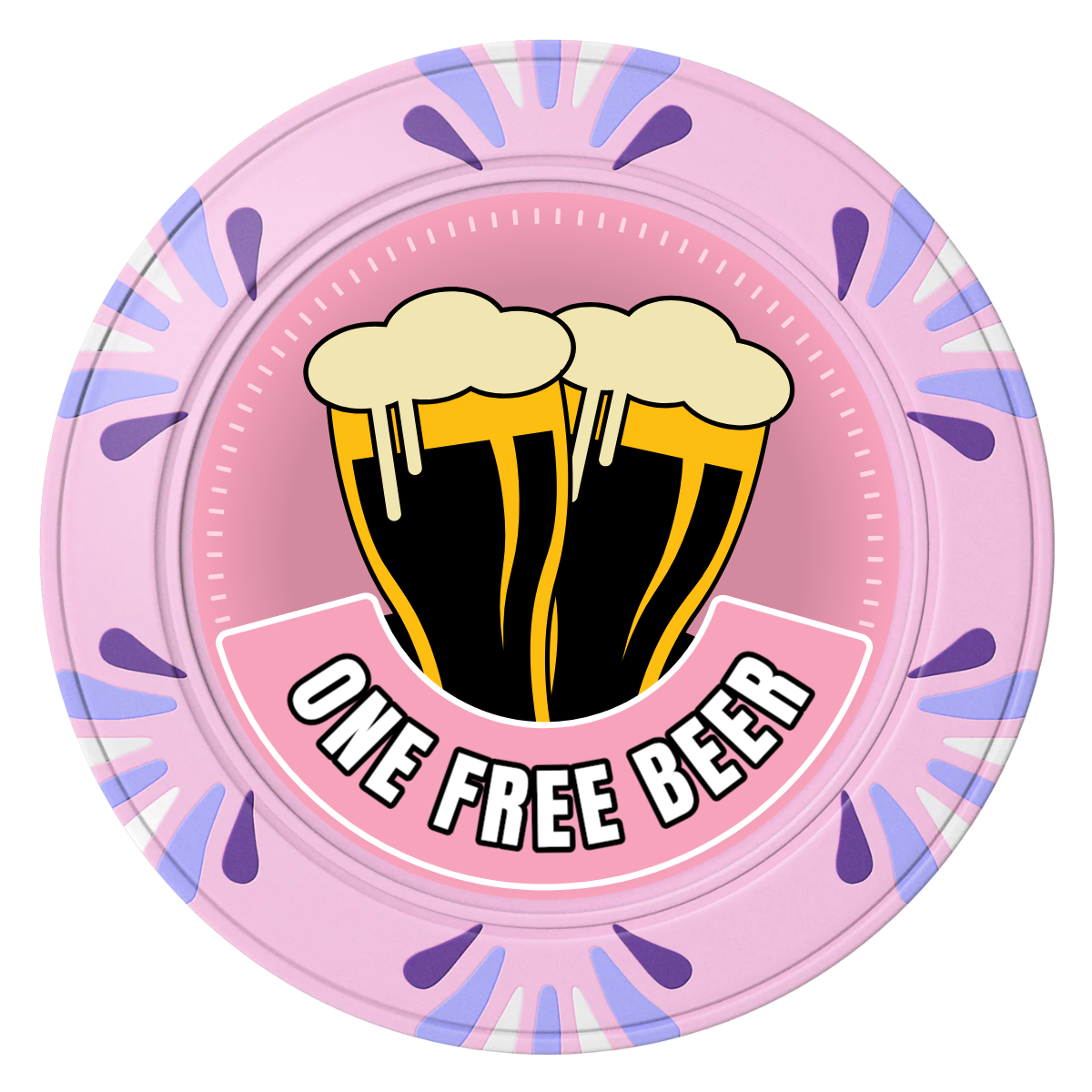 Double Pint 2 Clay Poker Chips - Pink / Macau / 40mm - Front