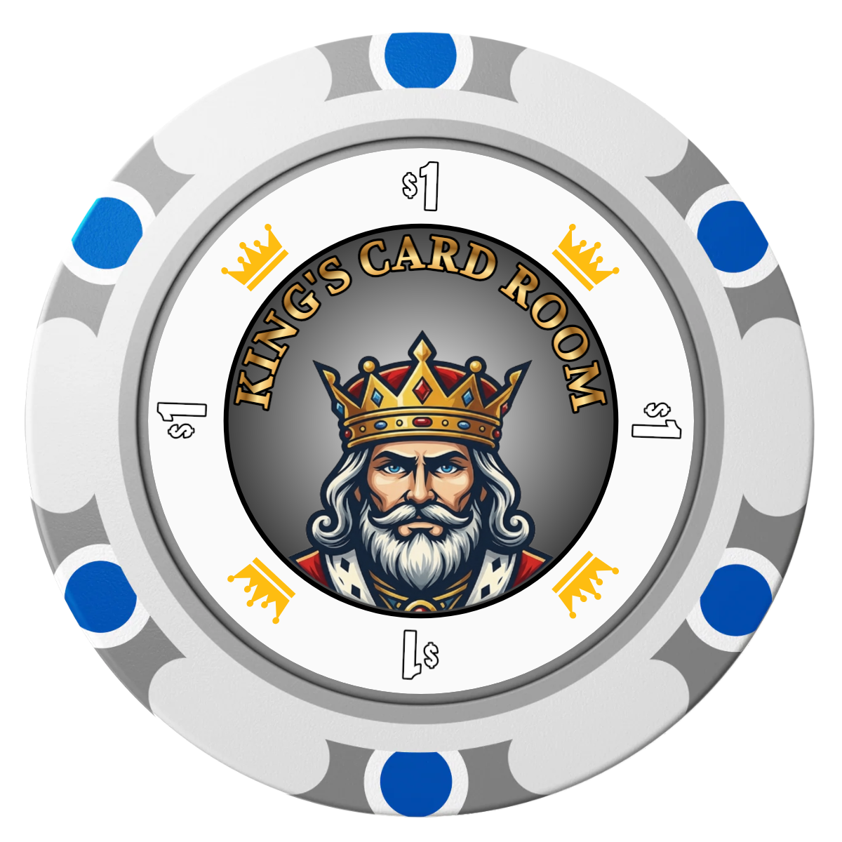 Kings Clay Poker Chips - White / Monte Carlo / 40mm - Front