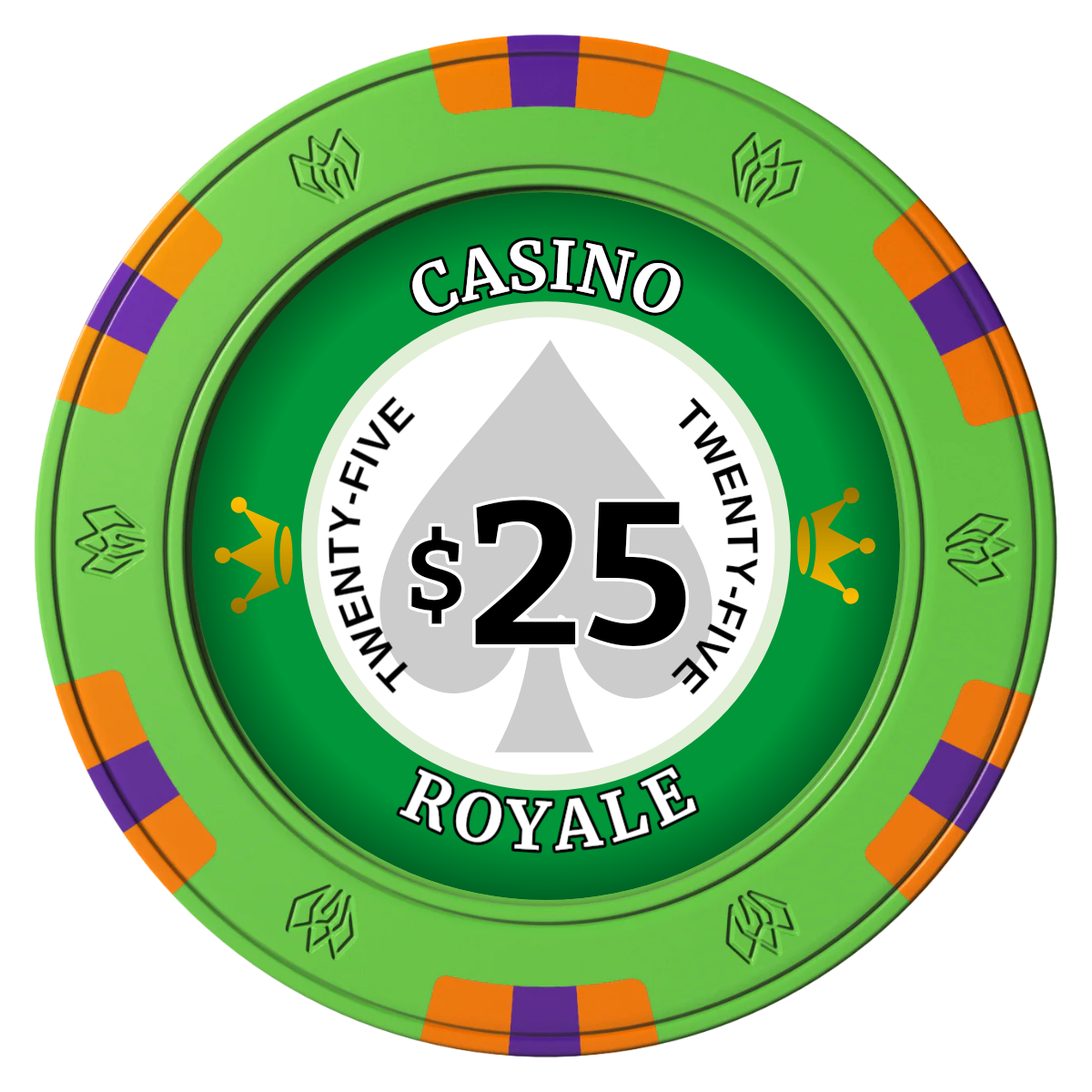 Casino Royale Clay Poker Chips - Green / 6 Spot Gem / 43mm - Front