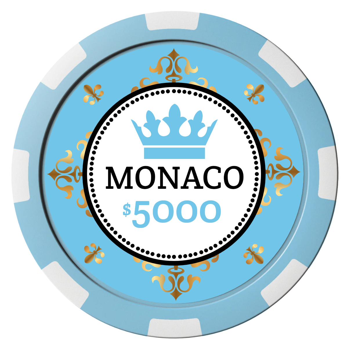 Monaco #001 Composite Poker Chips - Light Blue / 8 Spot - Front