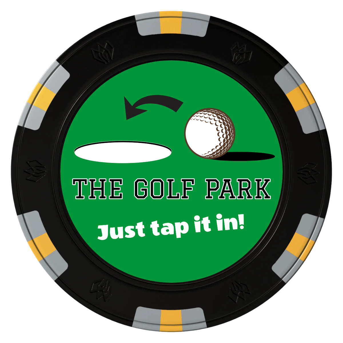 Golf Slogan Clay Poker Chips - Black / 6 Spot Gem / 40mm - Front