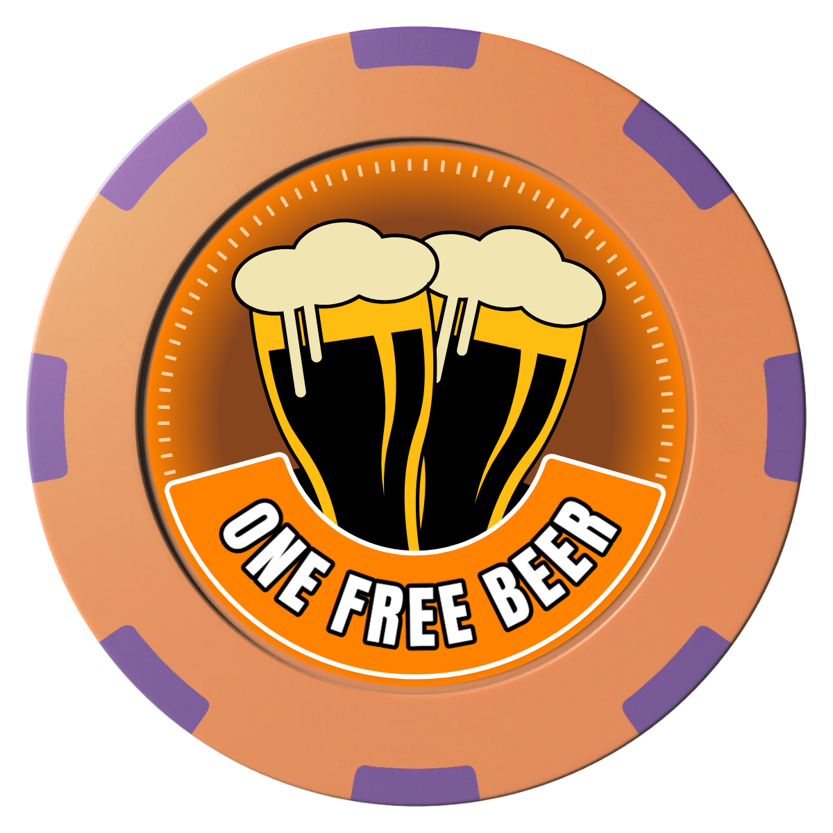 Double Pint 2 Clay Poker Chips - Orange / 8 Spot (2 Tone) / 40mm - Front