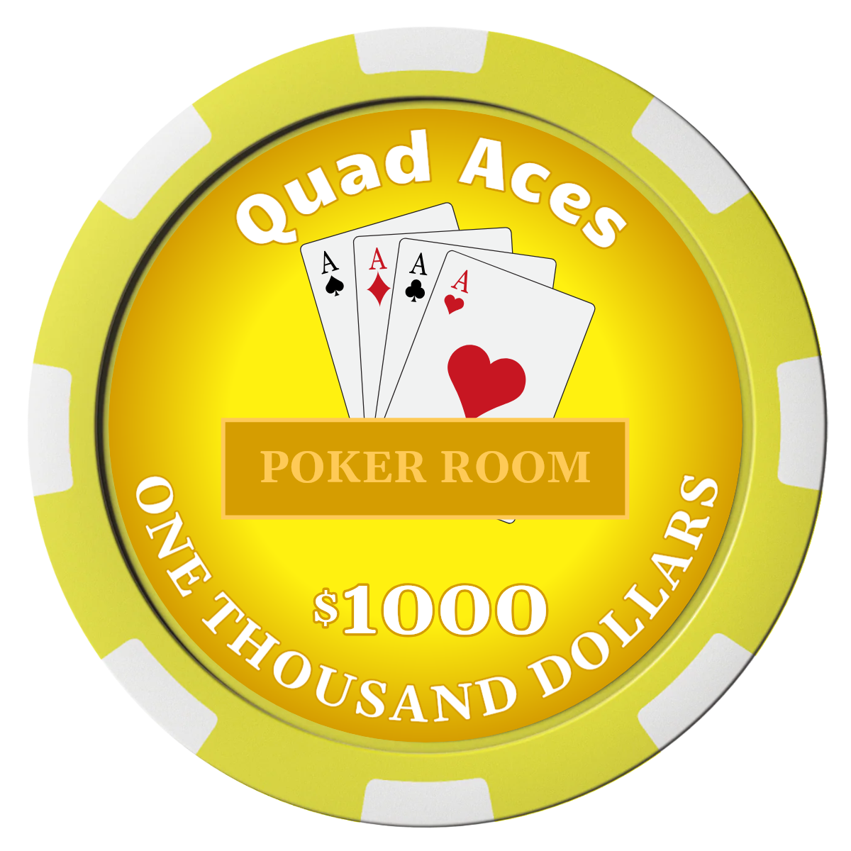 Quad Aces Composite Poker Chips - Yellow / 8 Spot - Front