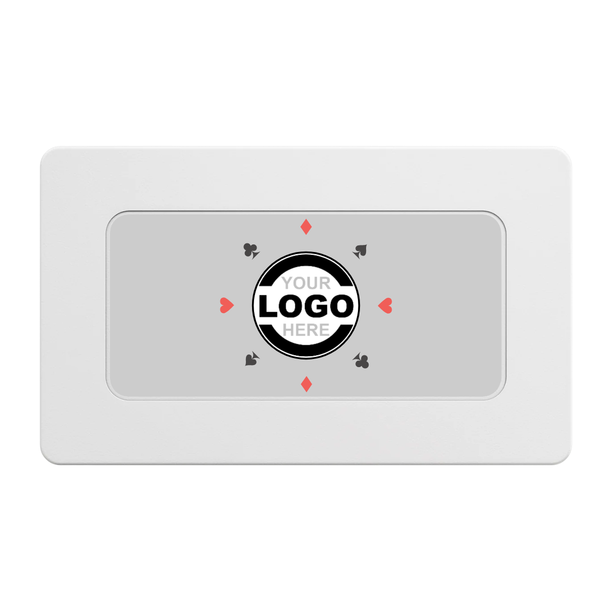 Suit 8 Your Logo Rectangular Poker Chip Plaques - White - Front