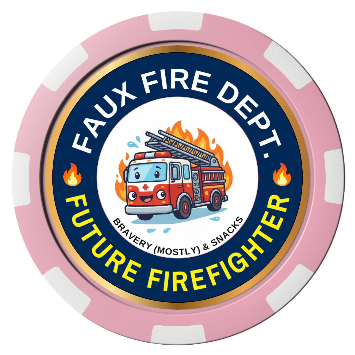 Future Firefighter Composite Poker Chips - Pink / 8 Spot - Front
