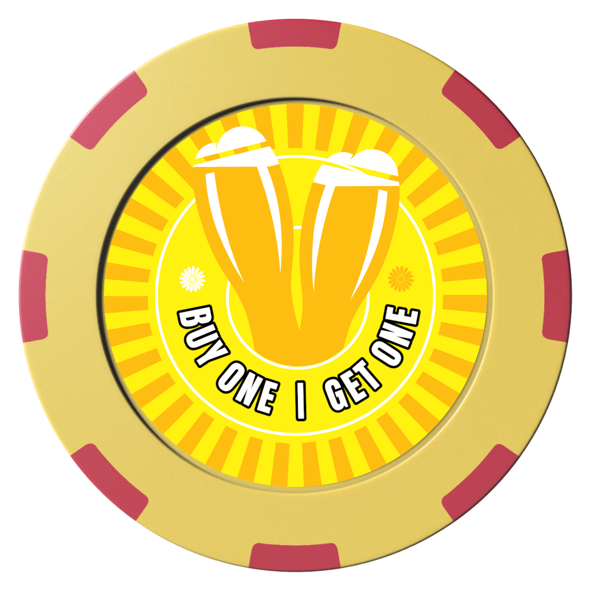 Double Pint Clay Poker Chips - Yellow / 8 Spot (2 Tone) / 40mm - Front