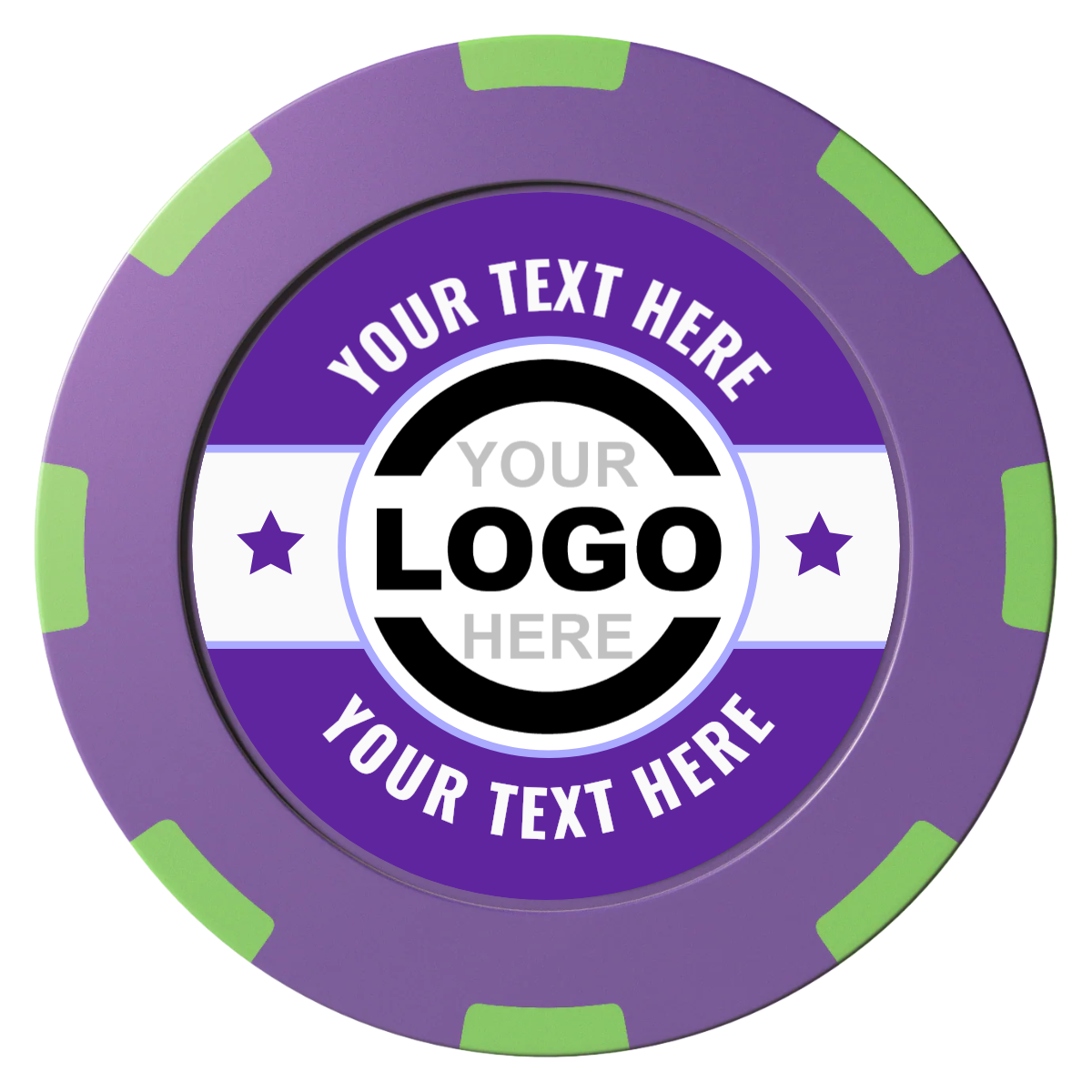 Star Banner Clay Poker Chips - Purple / 8 Spot (2 Tone) / 40mm - Front