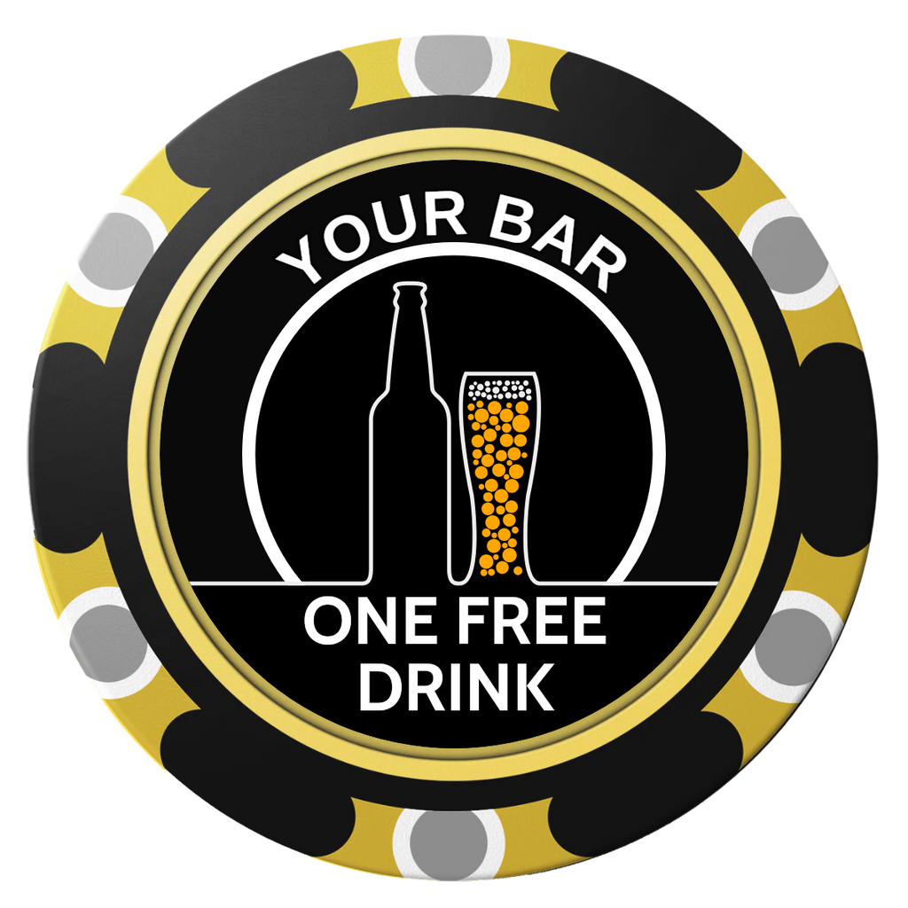 Beer and Glass Clay Poker Chips - Black / Monte Carlo / 40mm - Back