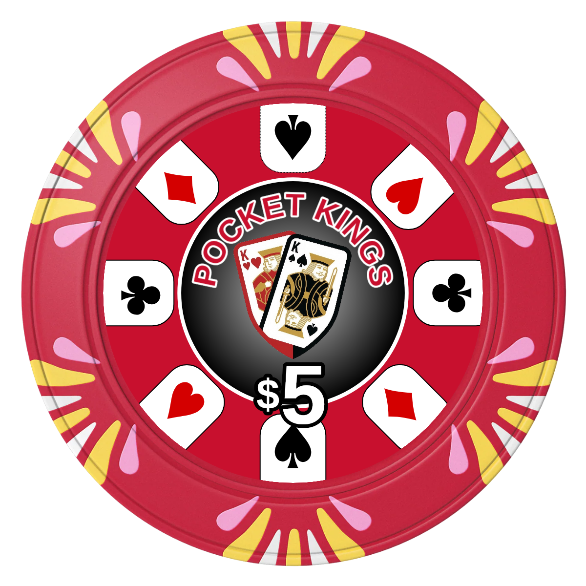 Pocket Kings Clay Poker Chips - Red / Macau / 40mm - Front