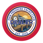 Anchor Down Card Room 2" Composite Dealer Button - Red - Front