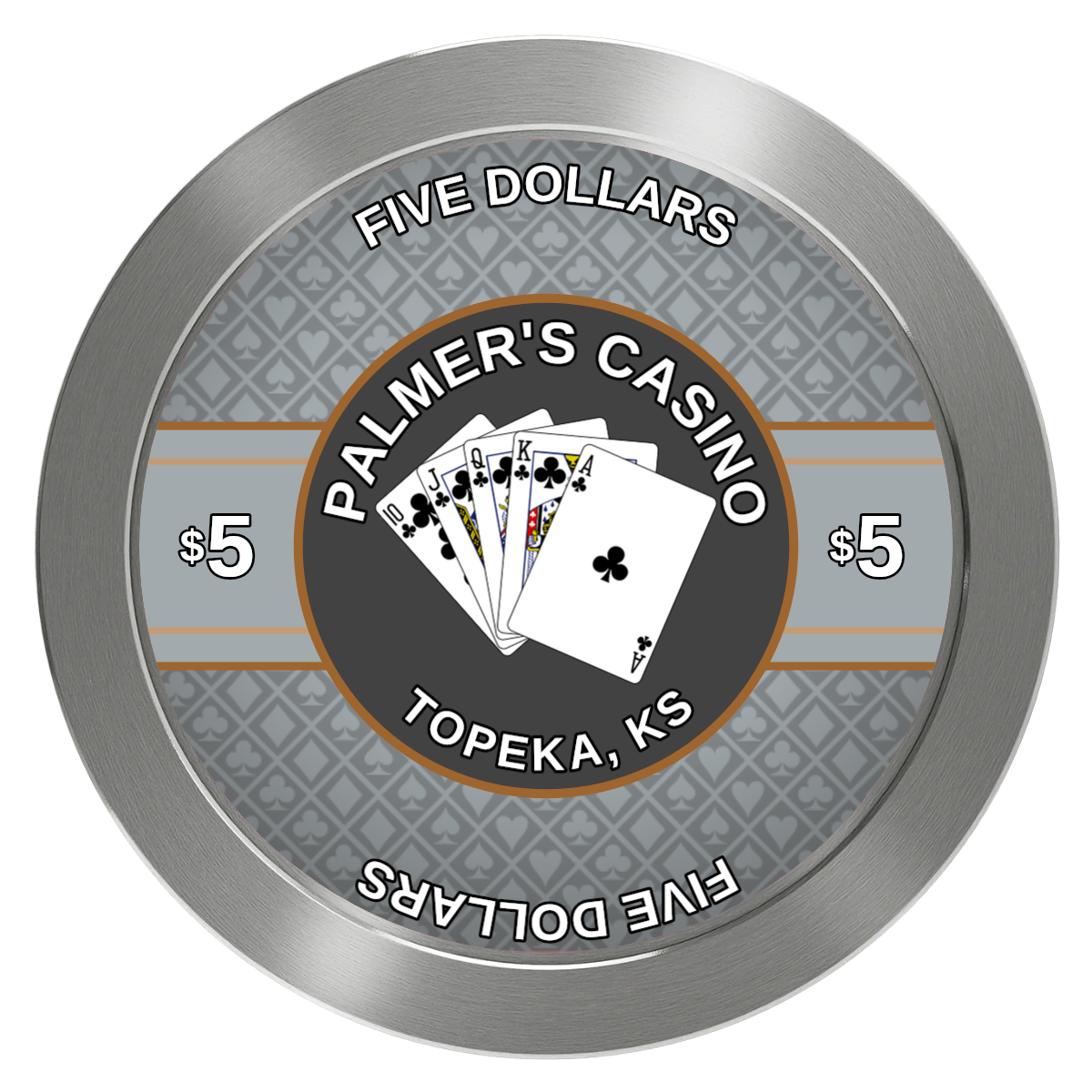 Palmer's Casino Aluminum Poker Chips - Silver - Back