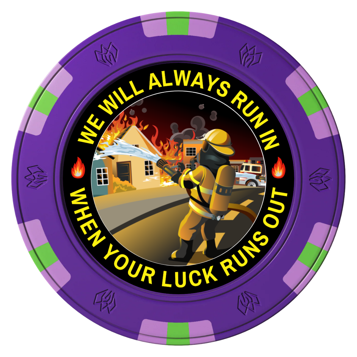 Firefighter Maltese Cross Clay Poker Chips - Purple / 6 Spot Gem / 43mm - Front
