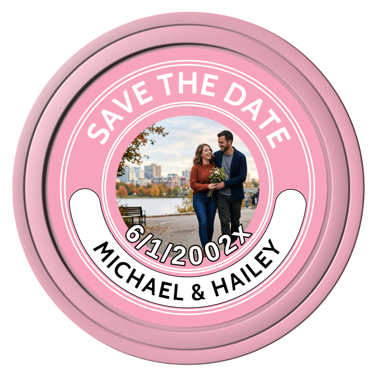 Save the Date Photo QR Code Composite Poker Chips - Pink / Solid - Front