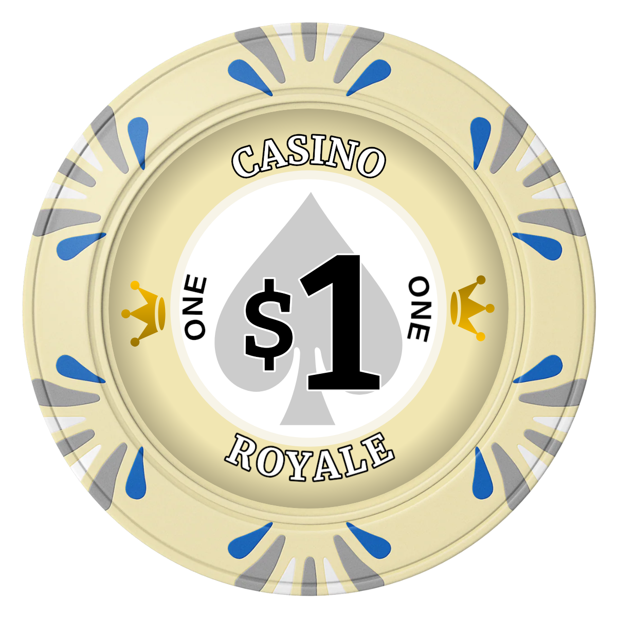 Casino Royale Clay Poker Chips - Ivory / Macau / 40mm - Front