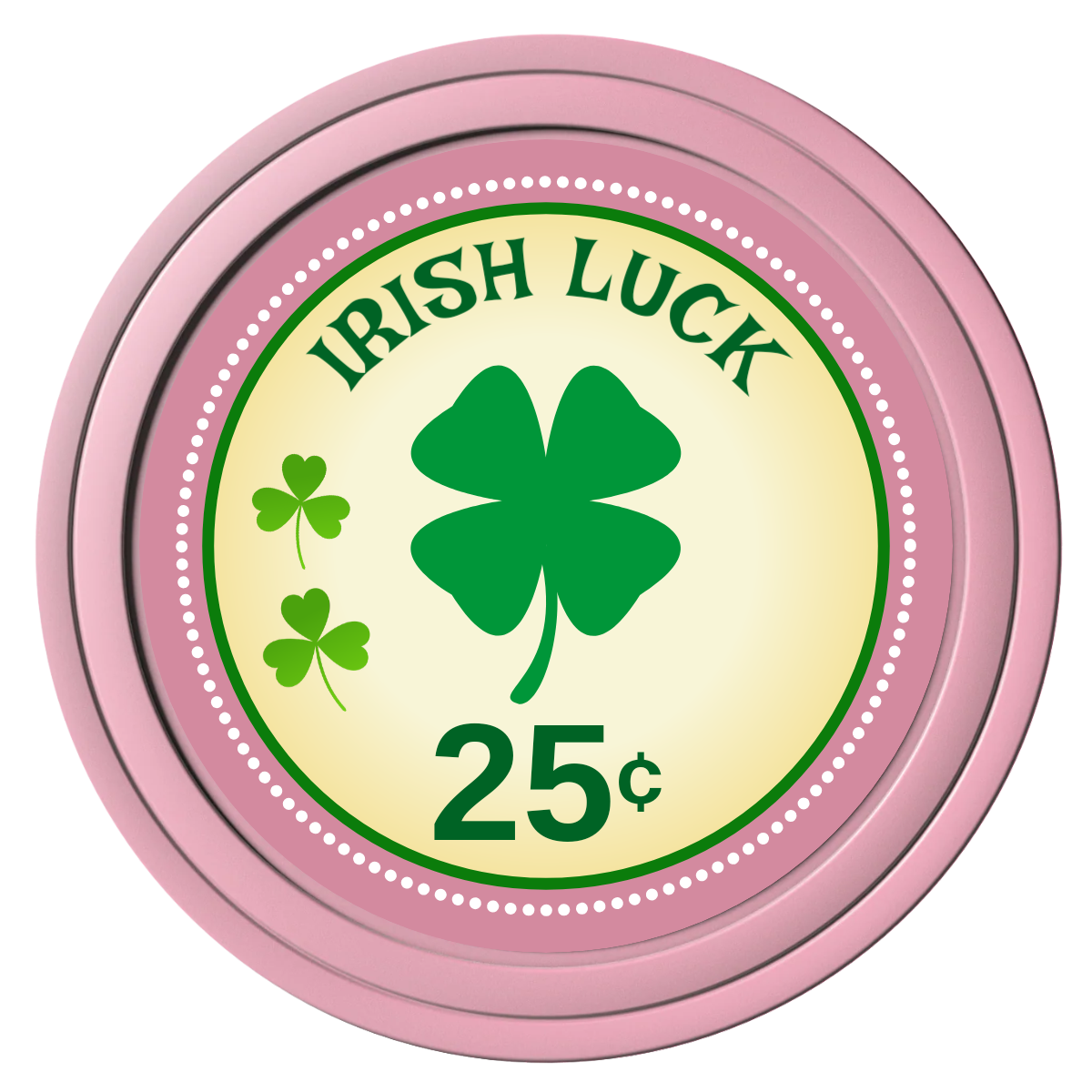 Irish Luck Composite Poker Chips - Pink / Solid - Front