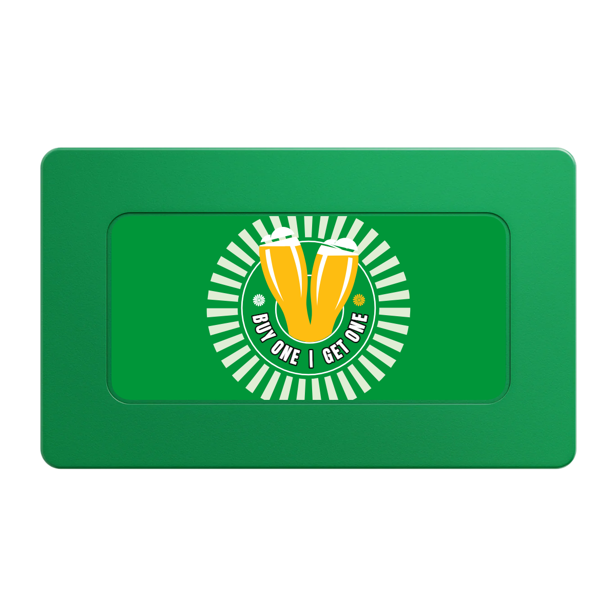 Double Pint Rectangular Poker Chip Plaques - Green - Front