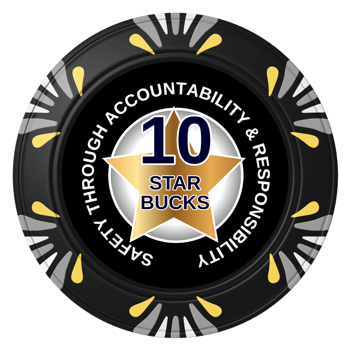 Safety Star Clay Poker Chips - Black / Macau / 40mm - Front