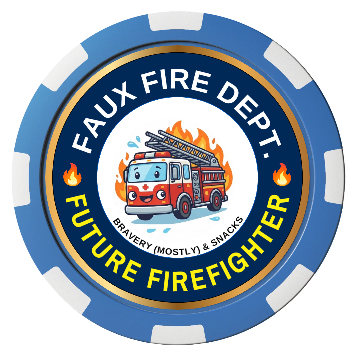 Future Firefighter Composite Poker Chips - Blue / 8 Spot - Front