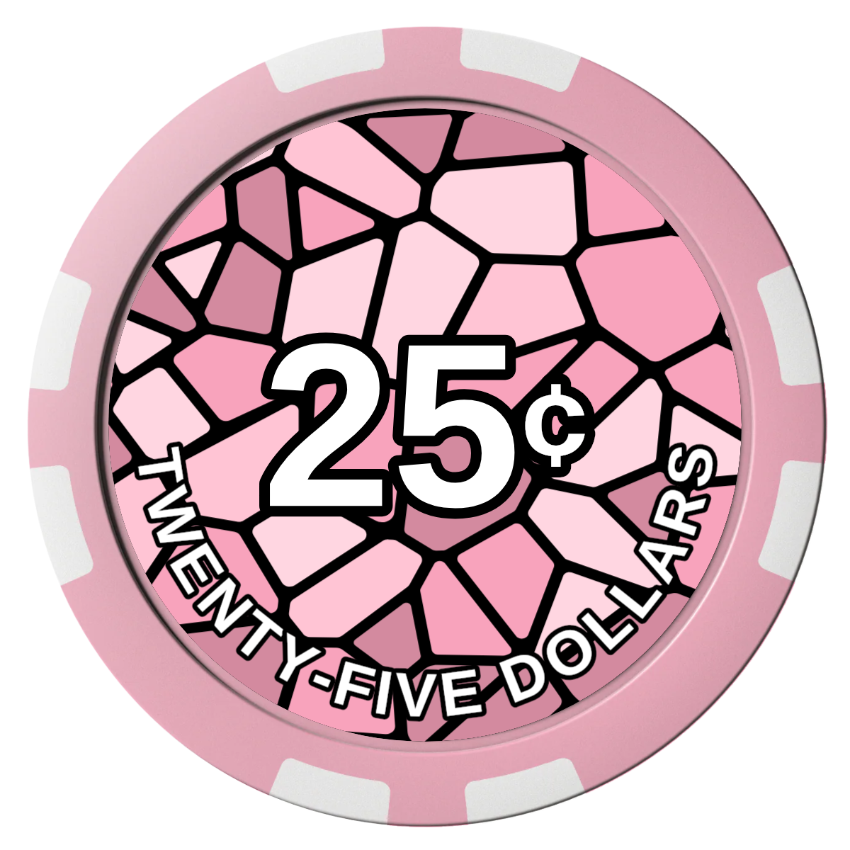 Stained Glass Composite Poker Chips - Pink / 8 Stripe - Front