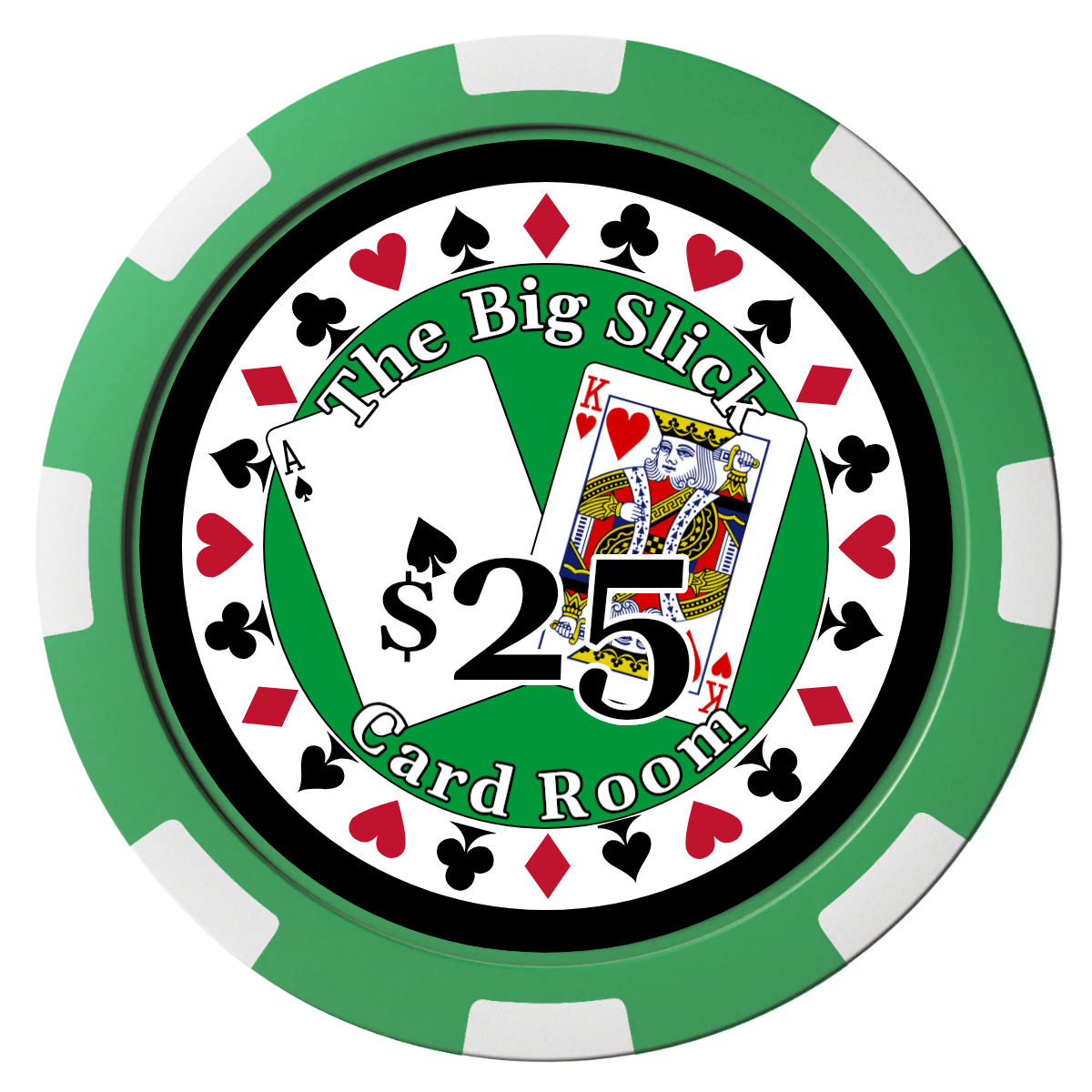 AK Big Slick Magnetic Composite Poker Chips - Green / 8 Spot - Back