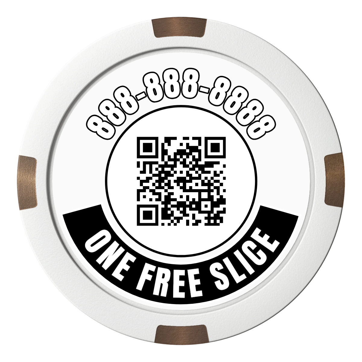 Brew Pub or Pizzeria with Logo Composite & Metal Hybrid Poker Chips - White / 4 Spot - Back