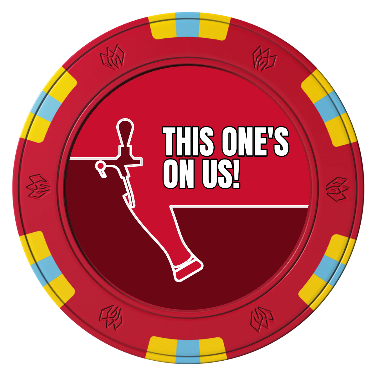 I'd Tap That Clay Poker Chips - Red / 6 Spot Gem / 43mm - Front