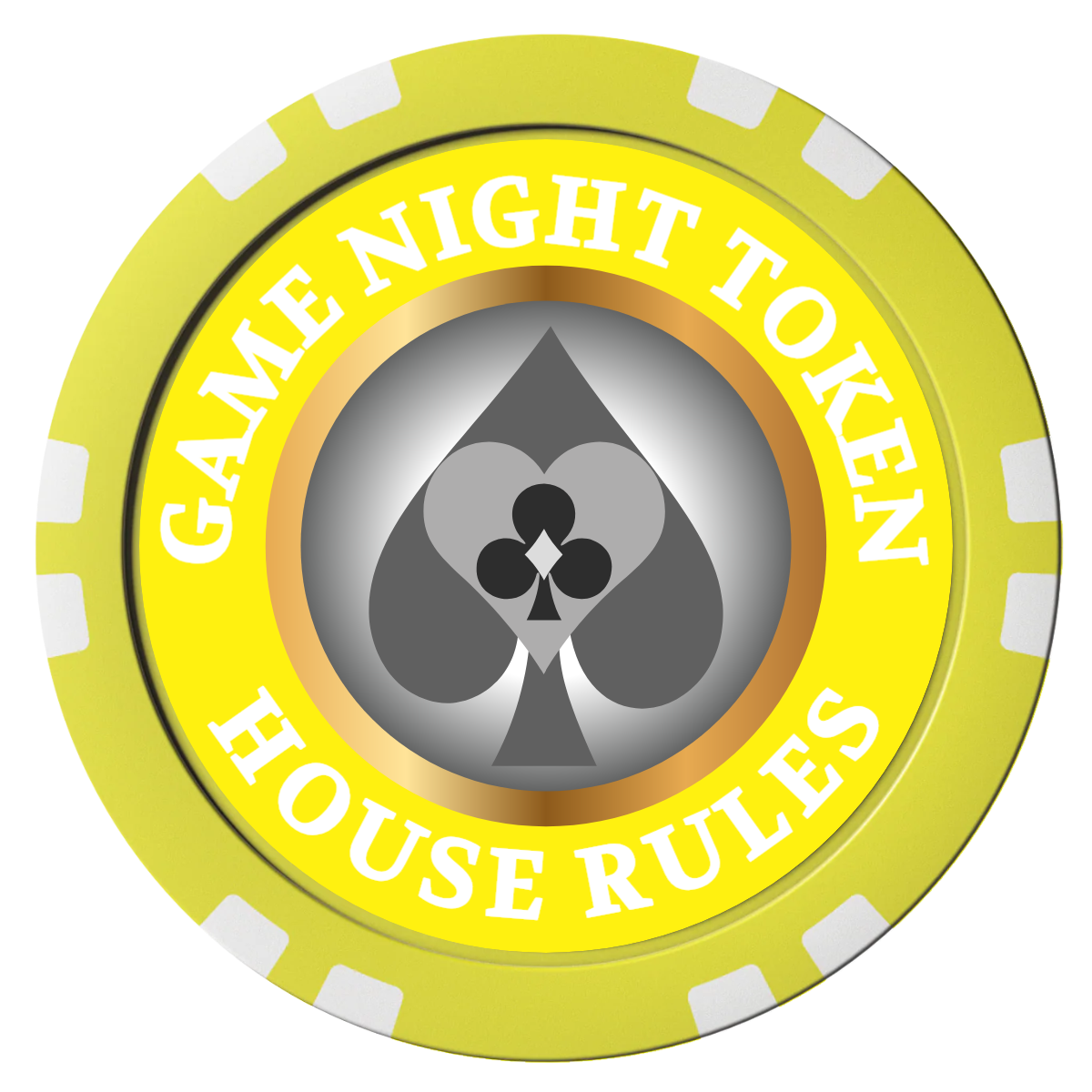 Stacked Suits Composite Poker Chips - Yellow / Double Stripe - Front