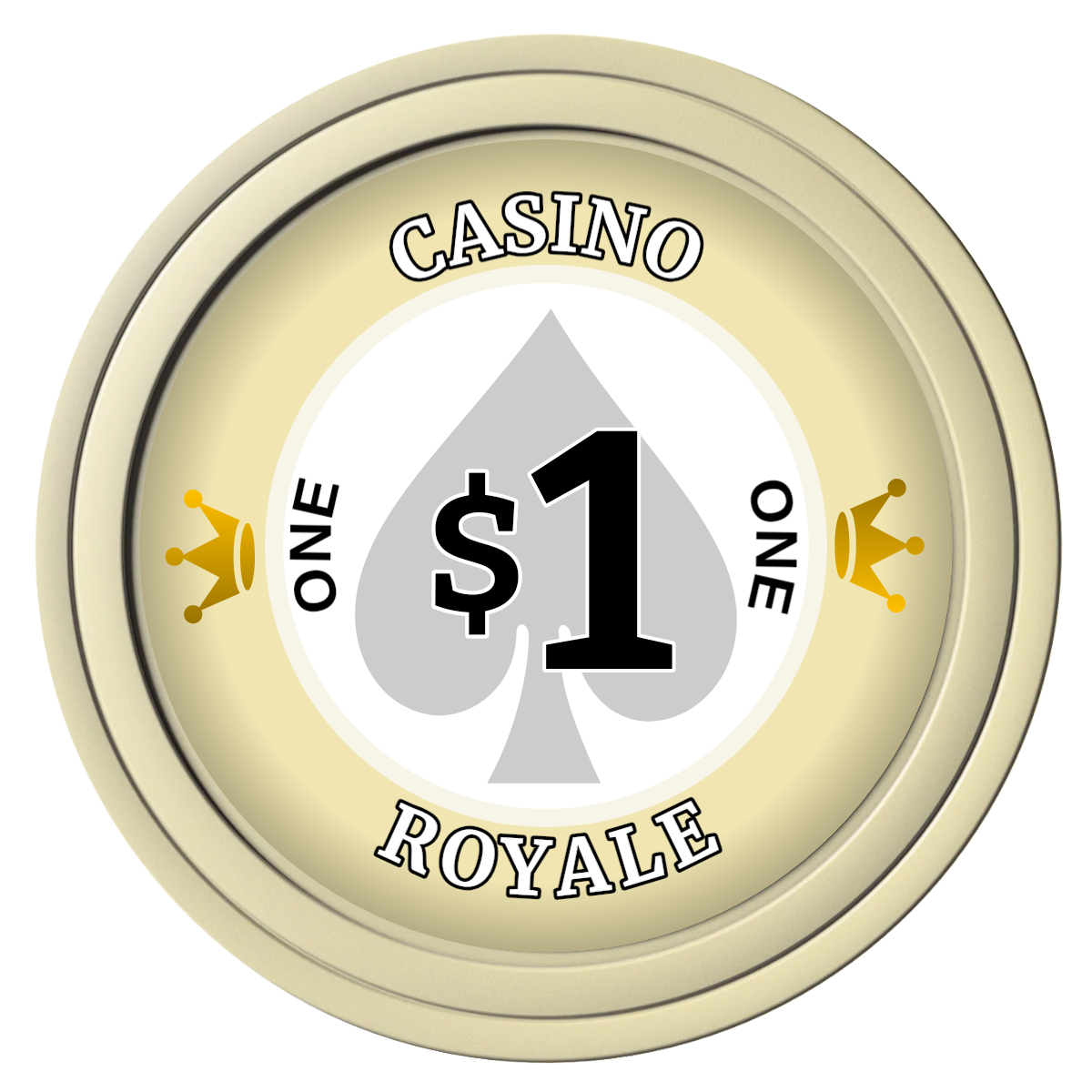 Casino Royale Composite Poker Chips - Ivory / Solid - Front